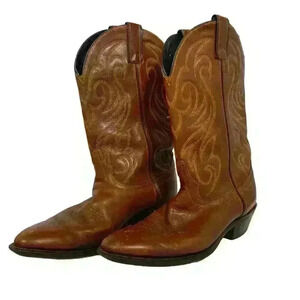 Santa Fe Boot Co. Cowboy Boots Tan Brown Leather Men 8.5D